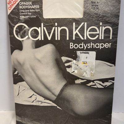 Calvin Klein Opaque Body Shaper Control Top Pantyhose White Vtg New Nylons Panty